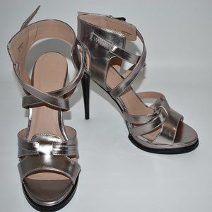 Beau + Ashe Women's New Silver Strap High Heels 10